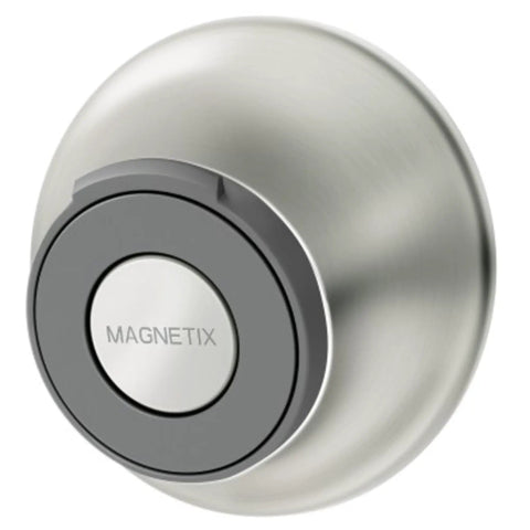 Spot Resistant Remote Dock For Magnetix Handheld Shower Head In Brushed Nickel Finish, close-up of circular mounting dock.