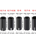Heavy Duty Adapter Collet Shank For Engraving Machine Router Bits Wood Cutter Tool With Anti Kickback Design High Flexibility Spring Steel Construction, various sizes displayed.