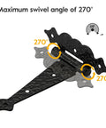 Heavy Duty T Strap Gate Hinges 6 Inch Decorative Hammered Finish Rust Proof Steel showing maximum 270° swivel angle.
