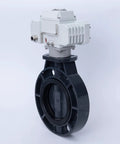 Motorized UPVC Wafer Electric Valve DN40-DN300 12V 1 Piece Pneumatic Style Flow Control for Water and Liquid, Steam, Gas, Oil Systems, Easy Install, Durable and Reliable with Smooth Operation, black wafer valve