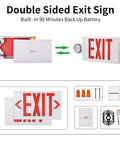 Led Exit Sign And Emergency Light Kit With Battery Backup For Business, Red Exit Light, 2 Adjustable Heads, UL Listed, open view