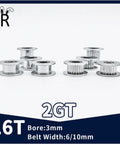 Top Shelf 16 Tooth Gt2 Timing Pulley featuring heavy-duty steel body and sealed bearings for slick belt rotation.
