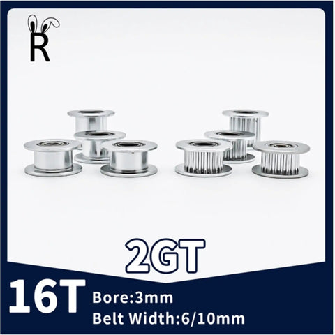 Top Shelf 16 Tooth Gt2 Timing Pulley featuring heavy-duty steel body and sealed bearings for slick belt rotation.