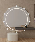 Clear Plastic Mirror Clips secure a large round mirror with metal screws, ideal for wall cabinet or picture frame installation.