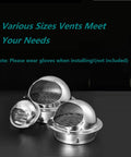 Various sizes of 8 Inch Stainless Steel Wall Vent Cover With Round Exhaust Grille For Ventilation Outlet And Dryer Hood External Extractor Easy To Install Fits 8 Inch HVAC Ducts Wall Or Ceiling Mount Durable Airflow Solution displayed.