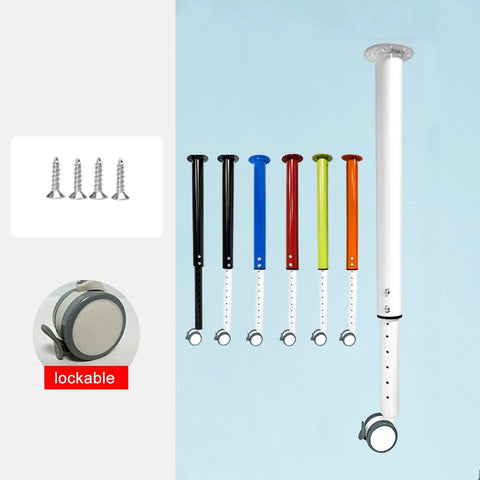 Slick Stainless Steel Furniture Legs Set Of 4 Featuring Quick Telescopic Height Adjustment For Heavy Duty Sofas Cabinets And TV Stands That Level Out Fast With Zero Fuss In A Modern Style, including colorful telescopic legs and lockable rollers.