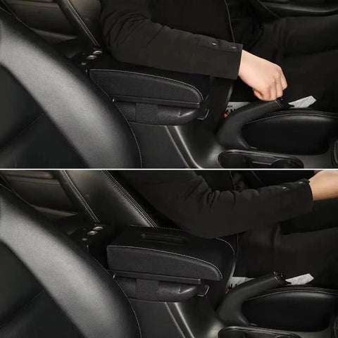 Premium Custom Fit Car Armrest Storage Box For Tesla Cybertruck Center Console Upgrade with sleek design and soft faux leather wrap.