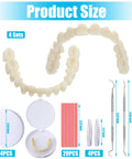 DIY Denture Repair Kit For Fake Teeth 35 Piece Set With Dental Tools Tweezers Containers And Dental Tape shown with product sizes.