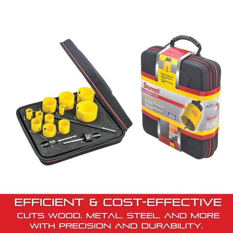 Deep Cut Hole Saw Kit Pro Grade With 11 Hole Saws And 3 Accessories For Wood Metal And Steel 2 Inch Cutting Depth in case and box