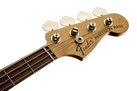 Signature Nate Mendel Precision Bass In Candy Apple Red With Rosewood Fingerboard Slim C Neck 20 Medium Jumbo Frets Seymour Duncan SPB 3 Pickup Right Hand Deluxe Gig Bag Included For Easy On The Go Gigs headstock close-up