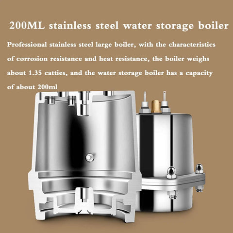 200ml stainless steel boiler for All-In-One Home Coffee Maker And Espresso Machine 2-In-1 Brew System, side view.