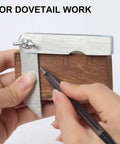 Kickass Compact Sliding T Bevel Gauge Protractor 4 Inch Mini Angle Finder used for marking dovetail joints on wood.