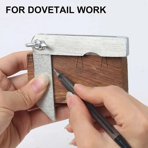 Kickass Compact Sliding T Bevel Gauge Protractor 4 Inch Mini Angle Finder used for marking dovetail joints on wood.