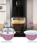 Comparison of iCaflas stainless steel capsule and original Vertuoline capsule with Nespresso machine