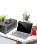 Heavy Duty Usb C External Gpu Dock Supporting Four Graphics Cards For Lightning Fast Gaming And Seamless 4K Video Editing on a desk with a laptop.