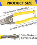 Heavy Duty 8 Inch Wire Cutter For Stainless Steel Wire Rope Up To One Quarter Inch Precision Clean Cuts Without Fraying