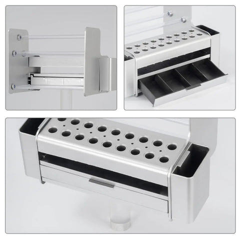 Hella Sturdy Desktop Tool Organizer Rack With Smooth Glide Drawer And Open Niches, showcasing side and top compartments.