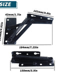 Heavy Duty Furniture Spring Hinges 80 Degree Lift Brackets Built Like A Tank Rock Solid Steel dimensions with black zinc plate finish