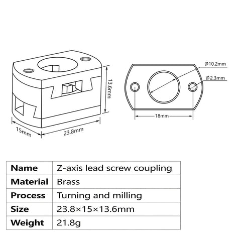 Level Up Your 3D Printer With Premium Brass Oldham Coupler 2 Pack For Ender 3 CR10 Z Axis To Banish Jiggles Improve Motion On T8 Lead Screws Prevent Radial Slip Save On Reprints Anytime Boosting Print Quality For Better Results Today, brass Z-axis lead screw coupler diagram
