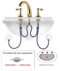 Solid Brass Widespread Bathroom Faucet With High Arc Deck Mount, 3-Hole 2-Handle Lavatory Faucet, Ceramic Valve, Nickel Plated Finish
