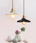 Swag Pendant Light With 15ft Plug In Cord Dimmable UL Listed Retro Ceramic Marble Shade Nordic Decor, two hanging lights
