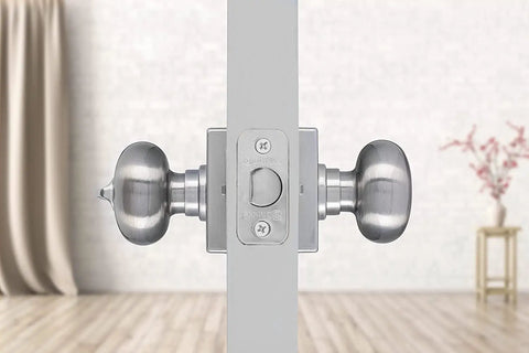 Slick Contemporary Privacy Ball Door Knob Set With Lock And Key Satin Nickel Finish Interior Door Knobs For Modern Home Easy Install Backset Adjustable Pack Of Six