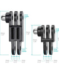 Dimensions of Adjustable 3 Way Pivot Arm Mount With Long And Short Straight Joints For GoPro Hero 13 To 1 And AKASO Campark