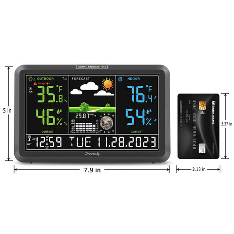Indoor Outdoor Weather Station With Large Digital Display, Wireless Thermometer, Atomic Clock, Humidity Monitor