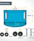 Router Table Dust Port And Bit Guard Kit dimensions with blue guard, knobs, and bolts for safe routing setup shown