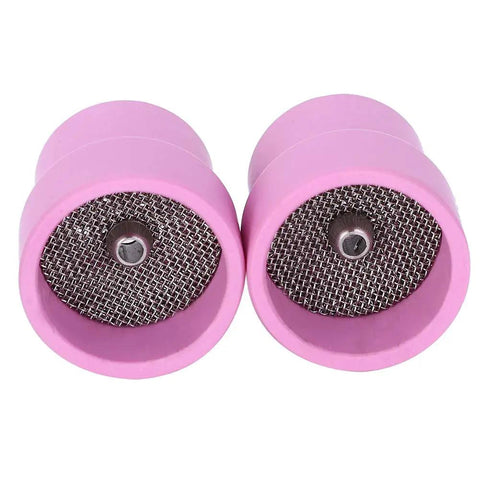 Premium 2 Piece Ceramic Welding Cups, pink with mesh, designed for WP 9 20 and 25 Torch Series, offering heat resistance.