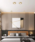 Xghwnpd 8-Pack Brass Round Dimmable Led Recessed Downlight 7W Anti-Glare Recessed Lights for Home Kitchen Hallway Living Room 4.2-Inch installed in modern bedroom ceiling.