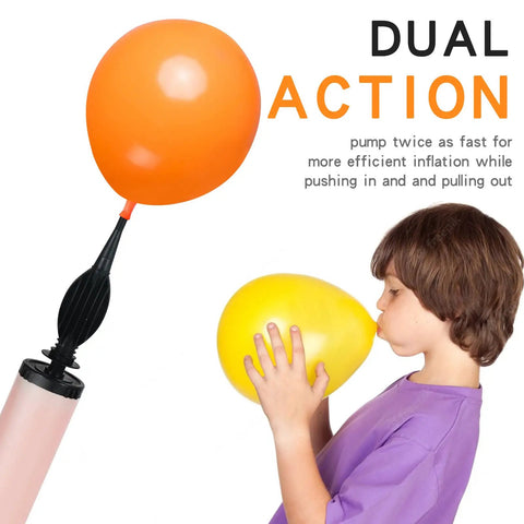 Two Pack Dual Action Balloon Pump Kit Hand Held Inflator For Balloons With 100 Balloons 32 Foot Tape Strip 2 Tying Tools And Glue For Quick Party DIY Decorating