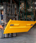 Built Tough Steel Dock Board 60 X 72 Inch 16000 Lb Rated Capacity Forklift Transfer Plate in use with forklift in warehouse.