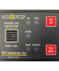 Front view of Gas Vapor Alarm For Boats And Homes 3 In 1 Fire Smoke And Bilge Water Sensor, Surface Mount Black Finish