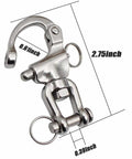 Four Pack Snap Shackle For Sailing Halyard And Rigging, 316 stainless steel swivel jaw quick release hook with dimensions