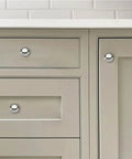 Two Pack One Half Inch Bifold Closet Door Knobs Polished Nickel Zinc Alloy Cabinet Handles on gray cabinetry.