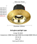 Built Tough 4.3 Inch Adjustable Eyeball Led Recessed Downlight Featuring Solid Brass Housing And Anti Rust Die Cast Baffle Trim For Cool Running Home Fixtures, gold trim design.