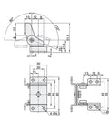 Technical diagram of Stainless Steel Dual Axis Torque Hinge With 360 Degree Rotation And Stop At Any Time, Model DP006 SS.