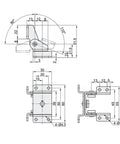 Stainless Steel Dual Axis Torque Hinge Rotates Full 360 Degrees And Stops Anywhere With Constant Damping Shaft technical drawing with dimensions.