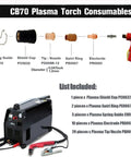 CB70 Plasma Electrode Tip Kit with electrodes, nozzles, diffusors, and torch for Eastwood Versa Cut 60 Amp Torch PKG38.