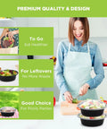 Woman preparing salad with Meal Prep Containers With Lids 50 Pack 32 Ounce Round To Go Food Storage Bowls BPA Free