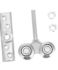 Heavy Duty Sliding Barn Door Roller Kit With Beefy Gate Rollers And Steel Track components including nuts and bolt