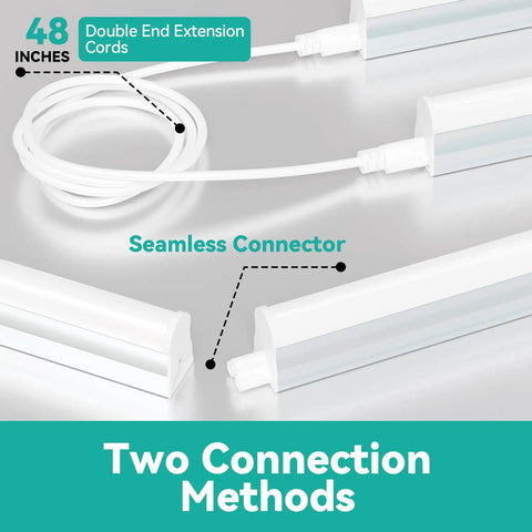 8 Pack 4Ft LED Shop Lights With 2000LM 6500K Super Bright White, 20W Linkable Utility Fixture connectors and cords display