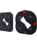 Kickass Woodworking Radius Template Set With Durable Aluminum Router Guide And Quick Release Bases two router bases with R25 to R50 curves