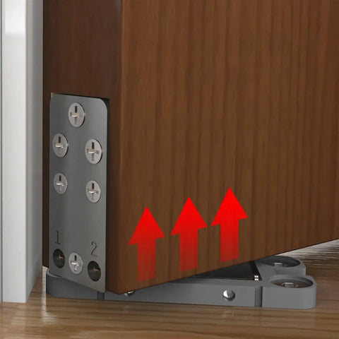 Heavy Duty Hidden Door Hinge Featuring Hydraulic Auto Cushion Closer For Solid Wood Doors at frame corner, showing clean silver finish and pivot action.