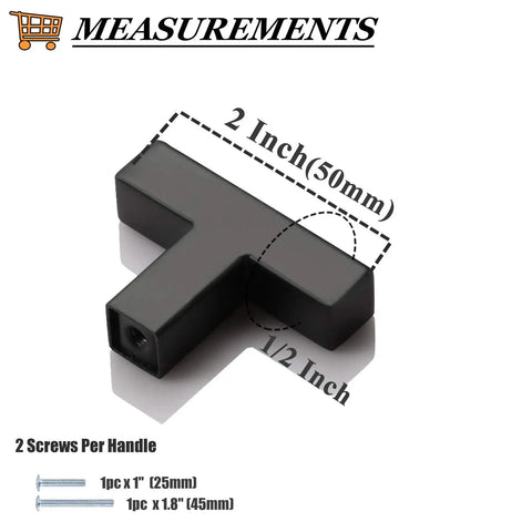 100 Pack Flat Black Stainless Steel Cabinet Knobs Square Corner Bar Handles For Kitchen Cabinets And Doors, 2 Inch