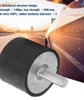 4Pcs Vibration Rubber Bobbin Mount Isolator Set For Automobiles Machinery Fitness Equipment And Generators VE40x30 M8x23 Shock Absorber Vibration Dampers To Beat Rattle And Noise And Keep Equipment Running Smooth. black rubber bobbin mount with M8x23 threaded stud, shown on car road backdrop
