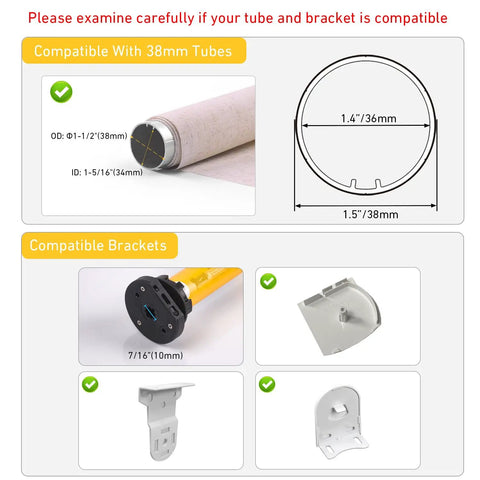 Solar Powered Wireless Battery Motor For DIY Motorized Blinds And Roller Shades 1.5 Inch Roller Remote Control RF Motor With Built In Lithium Battery Bare Motor Only