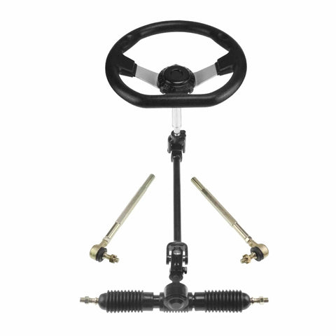 270mm Steering Wheel Steel Kit With 22mm Universal Clamps And 320mm Rack Pinion Adjustable Shaft For 110cc Go Kart Golf Buggy UTVs