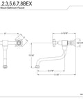 Technical diagram of Essex Wall Mount Bathroom Faucet In Oil Rubbed Bronze 8 Inch Center Two Hole Installation dimensions